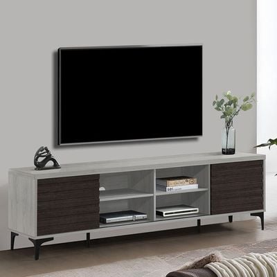 Nicosia  Tv Unit Up To 80 Inches - White Oak / Black