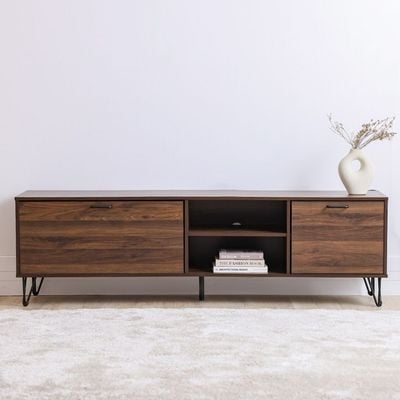 Rabat TV Unit - Up to 80 Inches - Walnut/Black - With 2-Year Warranty