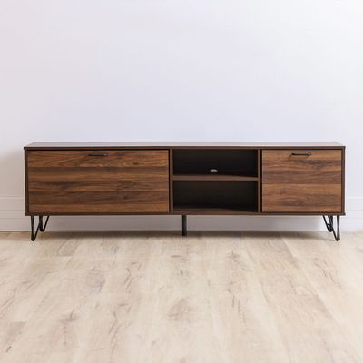 Rabat TV Unit - Up to 80 Inches - Walnut/Black - With 2-Year Warranty