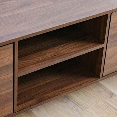 Rabat TV Unit - Up to 80 Inches - Walnut/Black - With 2-Year Warranty