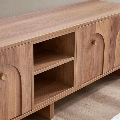 Ren TV Unit - Up to 80 Inches Natural Walnut - With 2-Year Warranty 