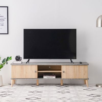 Eden 2 Door Tv Unit-Up To 65 Inches-Oak & Cement