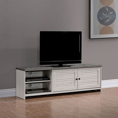 Zenith Tv Unit W/2Door Upto 65 Inches-White Oak+Cement