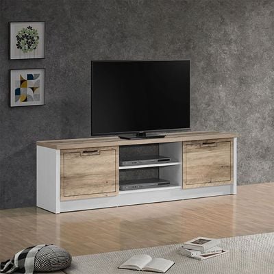 Swann Tv Unit W/2Door Upto 65 Inches-Summer Oak+Pearl White