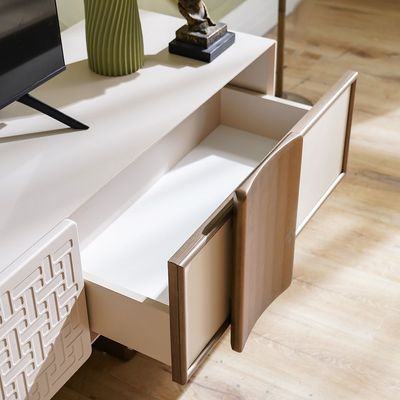 Florya Tv Unit With  Storage Up To 80 Inch - Beige/Brown