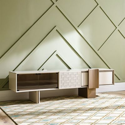 Florya Tv Unit With  Storage Up To 80 Inch - Beige/Brown