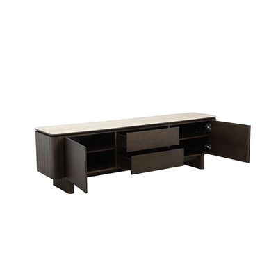 Brookside Stone Top Tv Unit W/ 2Doors And 2Drawers Up To 80 Inches -Beige/Oak Veneer