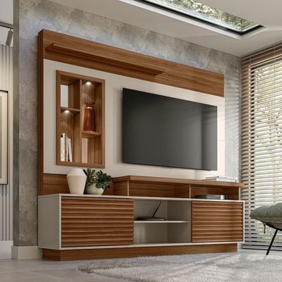 V2 Eldorado Wall Unit For Tv Up To 55 Inch - Brown/Off White