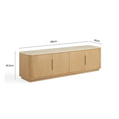 Nordomi 4 Doors TV Unit up to 75 inch- Cream/Natural Oak
