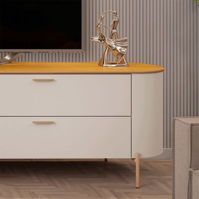 Kaido Tv Unit  With 2Doors & 2Drawers Up  To 75 Inch - L.Beige/Brown