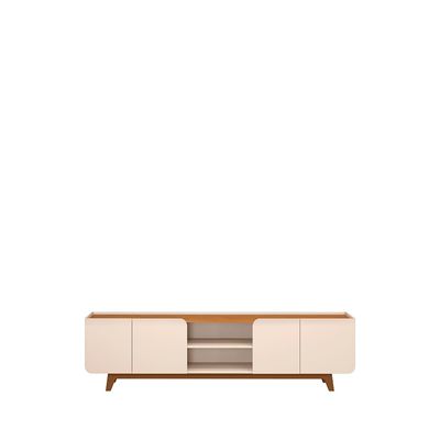 Nadine Tv Unit  With 4Doors & Open Shelves Up To 75 Inch - L.Beige/Brown