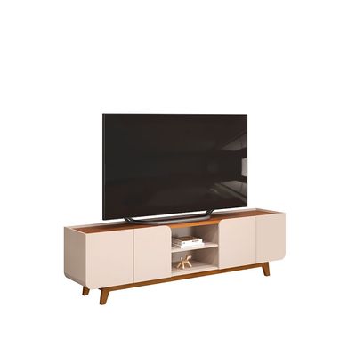 Nadine Tv Unit  With 4Doors & Open Shelves Up To 75 Inch - L.Beige/Brown