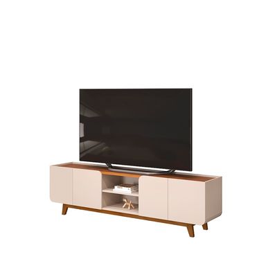 Nadine Tv Unit  With 4Doors & Open Shelves Up To 75 Inch - L.Beige/Brown