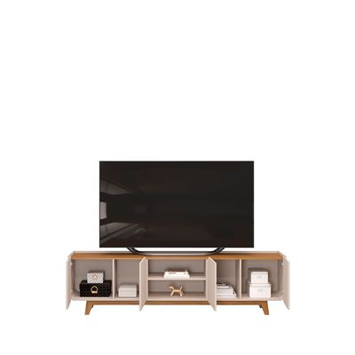 Nadine Tv Unit  With 4Doors & Open Shelves Up To 75 Inch - L.Beige/Brown