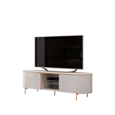 Havant Tv Unit  With 2Doors & Open Shelves Up To 65 Inch - Off White/Brown