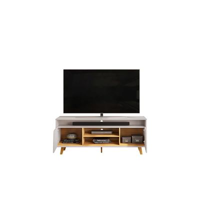 Lana Tv Unit  With 2Doors & Open Shelves Up To 60 Inch - Off White/Brown