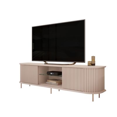 Blend Tv Unit  With2 Sliding Doors And Open Shelves Up To 75 Inch - Off White