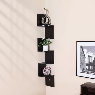 Zigzag 5-Tier Corner Wall Shelf - 123x19x19 cm