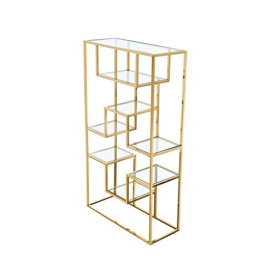 Flash Mar Vista 4 Shelf 64"H Cross Brace Bookcase, Gold