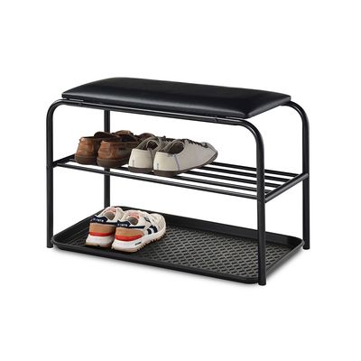 Lyra Shoe Rack with Seat - Black - With 2-Year Warranty 