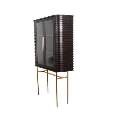 Marcelle Display Cabinet - Espresso/Gold - With 2-Year Warranty
