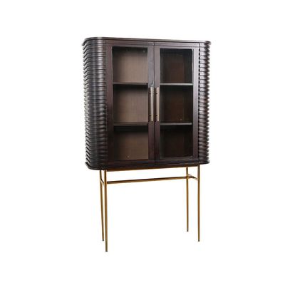 Marcelle Display Cabinet - Espresso/Gold - With 2-Year Warranty