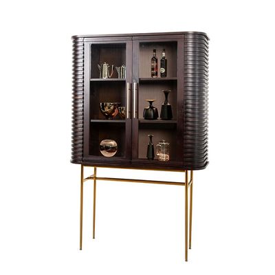 Marcelle Display Cabinet - Espresso/Gold - With 2-Year Warranty