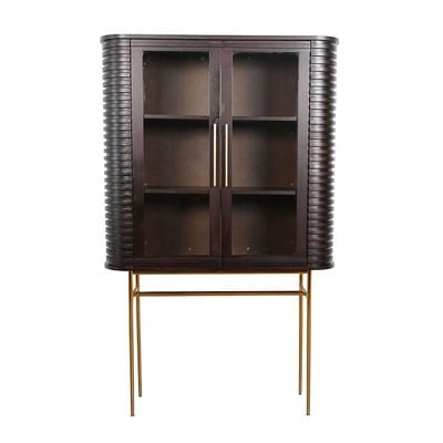 Marcelle Display Cabinet - Espresso/Gold - With 2-Year Warranty