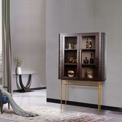 Marcelle Display Cabinet - Espresso/Gold - With 2-Year Warranty