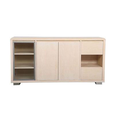 Hebrin 4-Door 2-Drawer Sideboard with LED - Ivory - With 2-Year Warranty