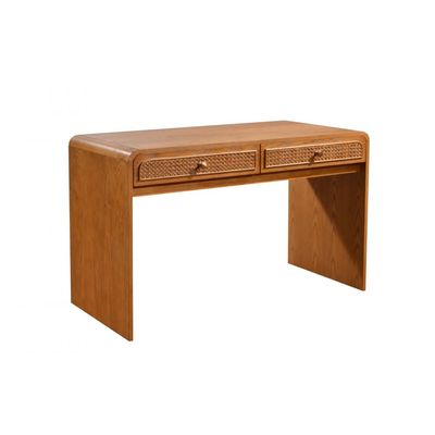 Rita Writing Desk with Natural Rattan - Oak/Rattan – With 2-Year Warranty