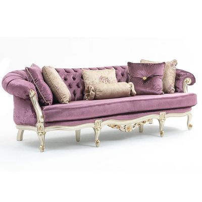 Venus 3 Seater Fabric Sofa - Purple / Golden