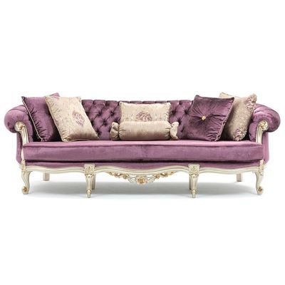 Venus 3 Seater Fabric Sofa - Purple / Golden