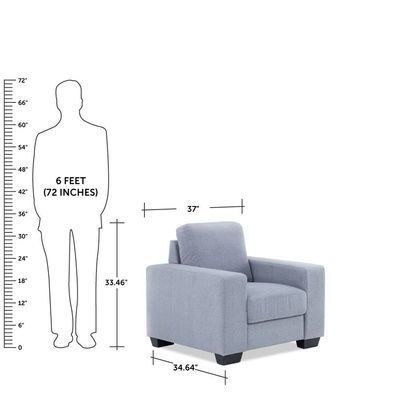 Hilda Fabric Single Seater Fabric Sofa - Light grey