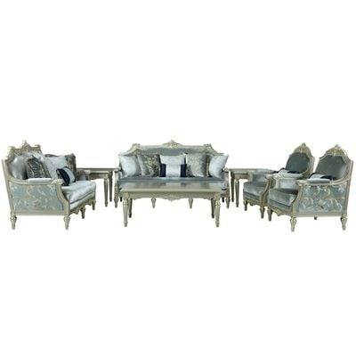 Olivia 1 Seater Fabric Sofa - Pastel Aqua / Champagne