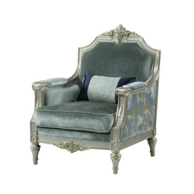 Olivia 1 Seater Fabric Sofa - Pastel Aqua / Champagne