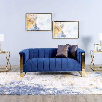 Rosanna 2 Seater Fabric Sofa - Navy Blue