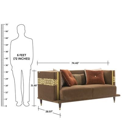 Alena 2 Seater Fabric Sofa - Brown