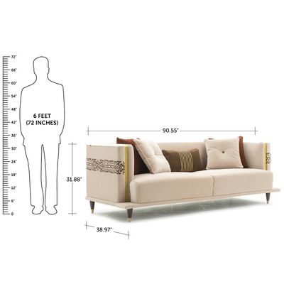 Alena 3 Seater Fabric Sofa - Beige