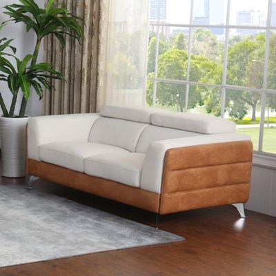 Kaori 2 Seater Fabric Sofa - Grey / Caramel