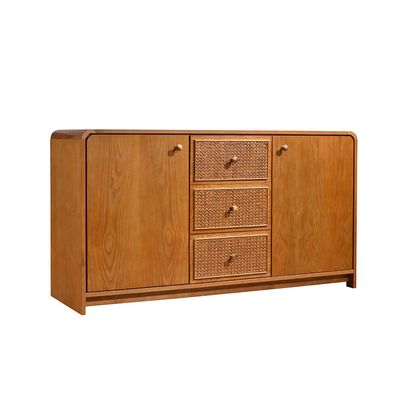 Rita Sideboard - Oak/Rattan – With 2-Year Warranty