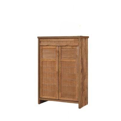 V2 Leandros 2 Door 1 Drawer Shoe Rack - Walnut - 18 Pairs