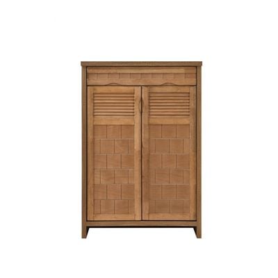 V2 Leandros 2 Door 1 Drawer Shoe Rack - Walnut - 18 Pairs