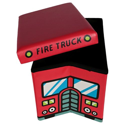 FireTruck 48x32x32cm Folding Storage Ottoman - Red