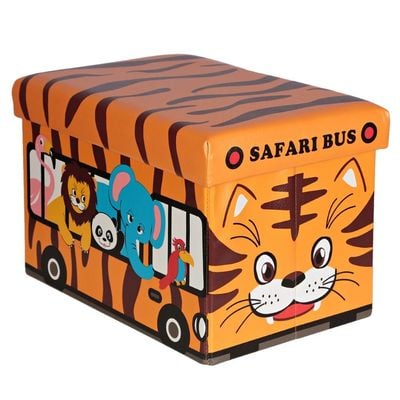 Safari Bus 48x32x32cm Folding Storage Ottoman - Orange