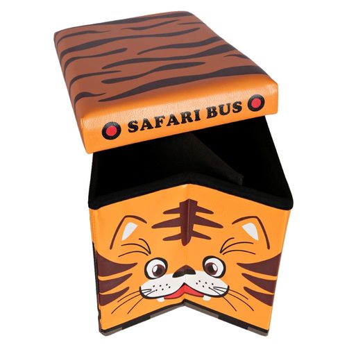Safari Bus 48x32x32cm Folding Storage Ottoman - Orange
