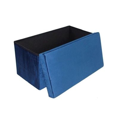 Velvet 76X38X38 Folding Storage Ottoman - Blue