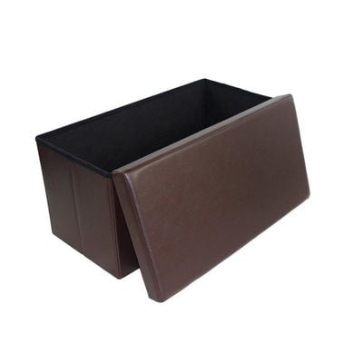 PVC 76X38X38 Folding Storage Ottoman - Brown