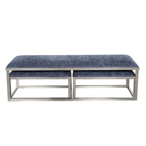 Napoleon Bed Bench Set of 3 - Navy Blue - With 2-Year Warranty