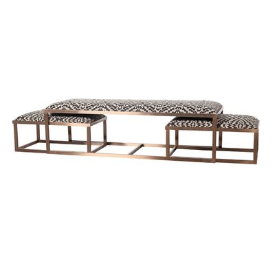 Napoleon Bench Set of 3 - Beige / Black Pattern